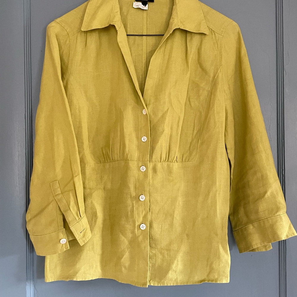 Talbots Lime Green Linen Top